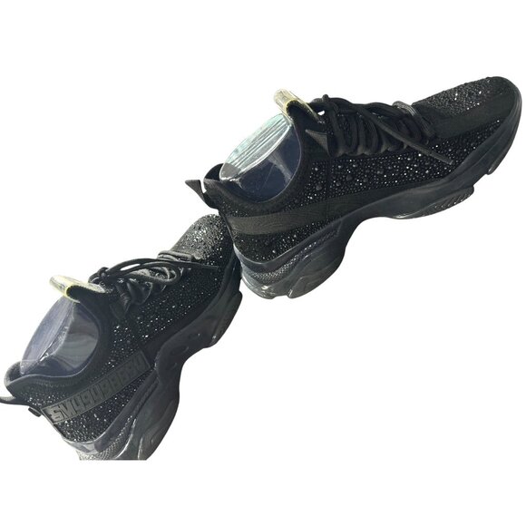 NWOT Steve Madden Maxima-R Black Rhinestone Embellished‎ Sneakers Women's Size 8 - Picture 13 of 16